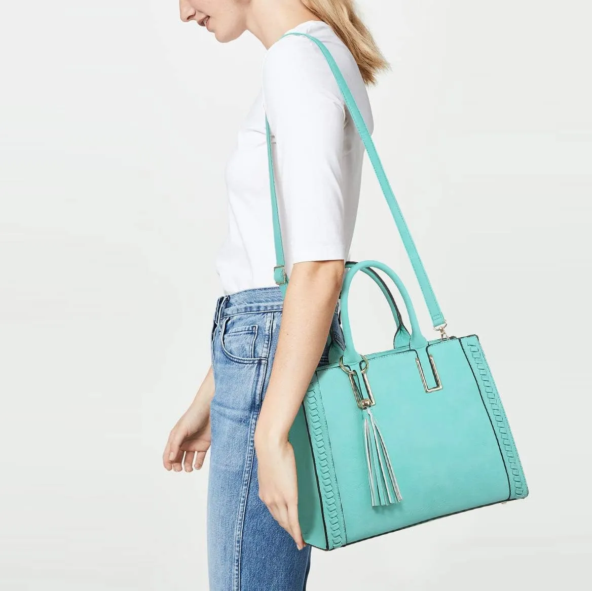 Dasein Purses Handbags for Women Satchel Vegan Leather Shoulder Bags Work Tote for Ladies with Matching Clutch