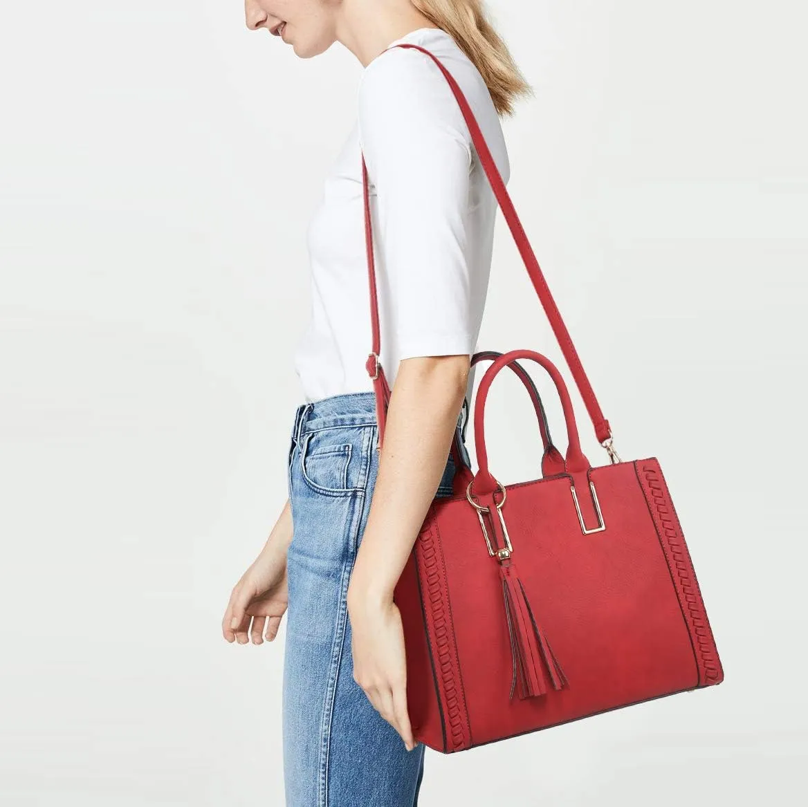 Dasein Purses Handbags for Women Satchel Vegan Leather Shoulder Bags Work Tote for Ladies with Matching Clutch