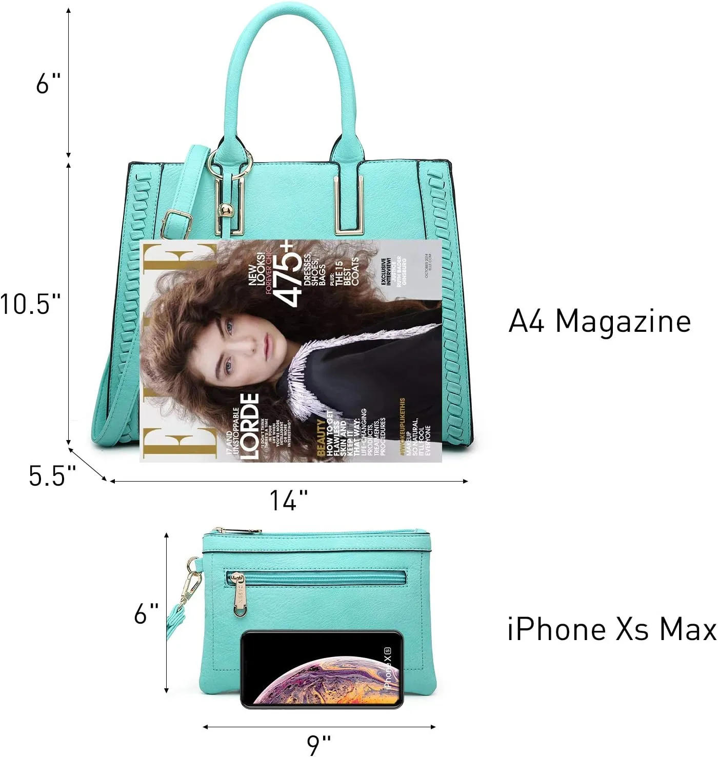 Dasein Purses Handbags for Women Satchel Vegan Leather Shoulder Bags Work Tote for Ladies with Matching Clutch