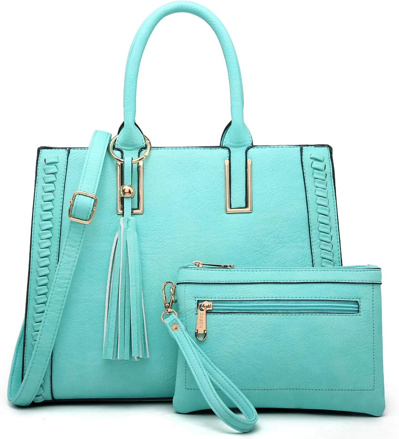 Dasein Purses Handbags for Women Satchel Vegan Leather Shoulder Bags Work Tote for Ladies with Matching Clutch