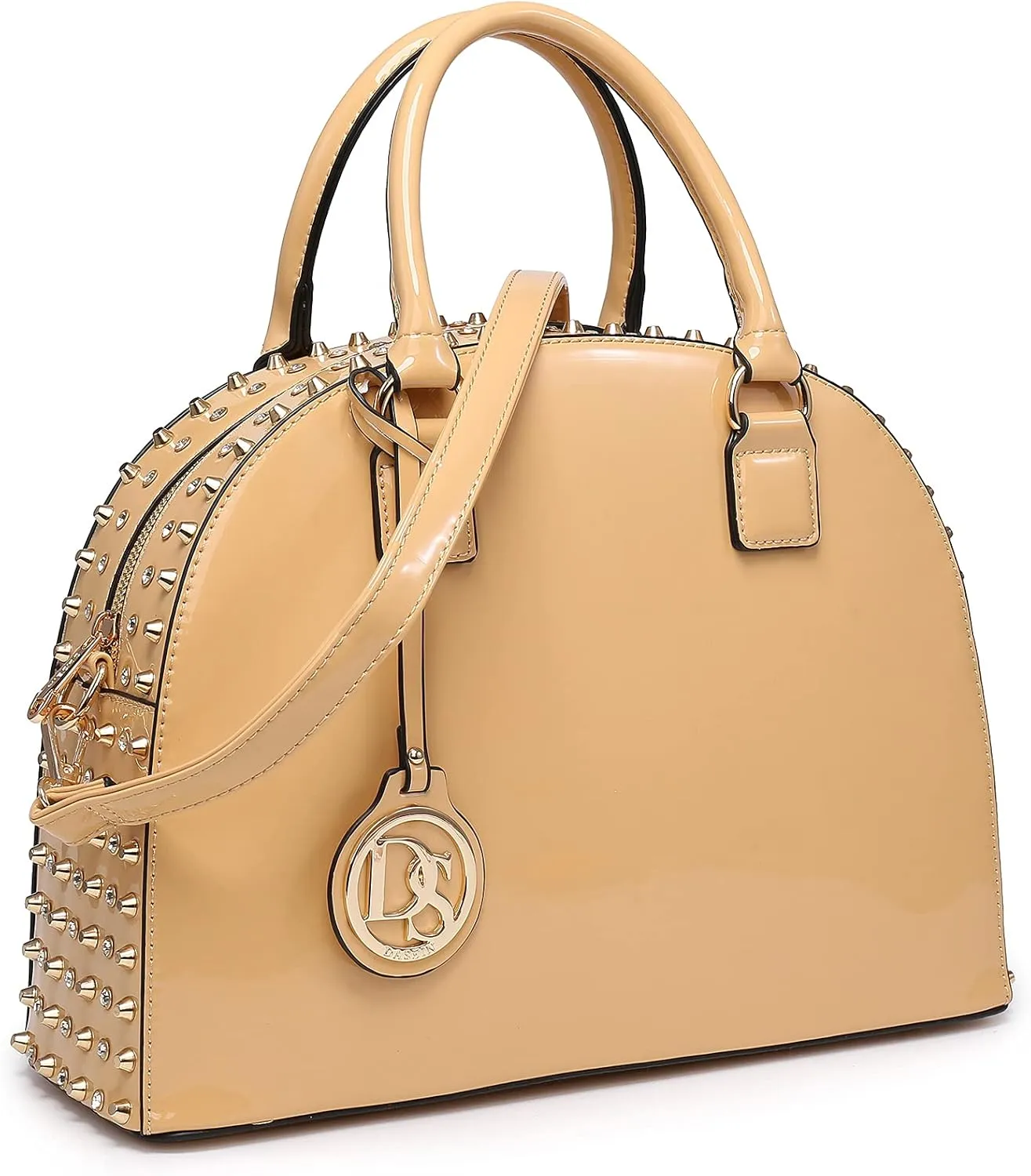 Dasein Women Patent Leather Purses Handbags Dome Satchel Purse Work Tote Structured Shoulder Bag with Long Strap