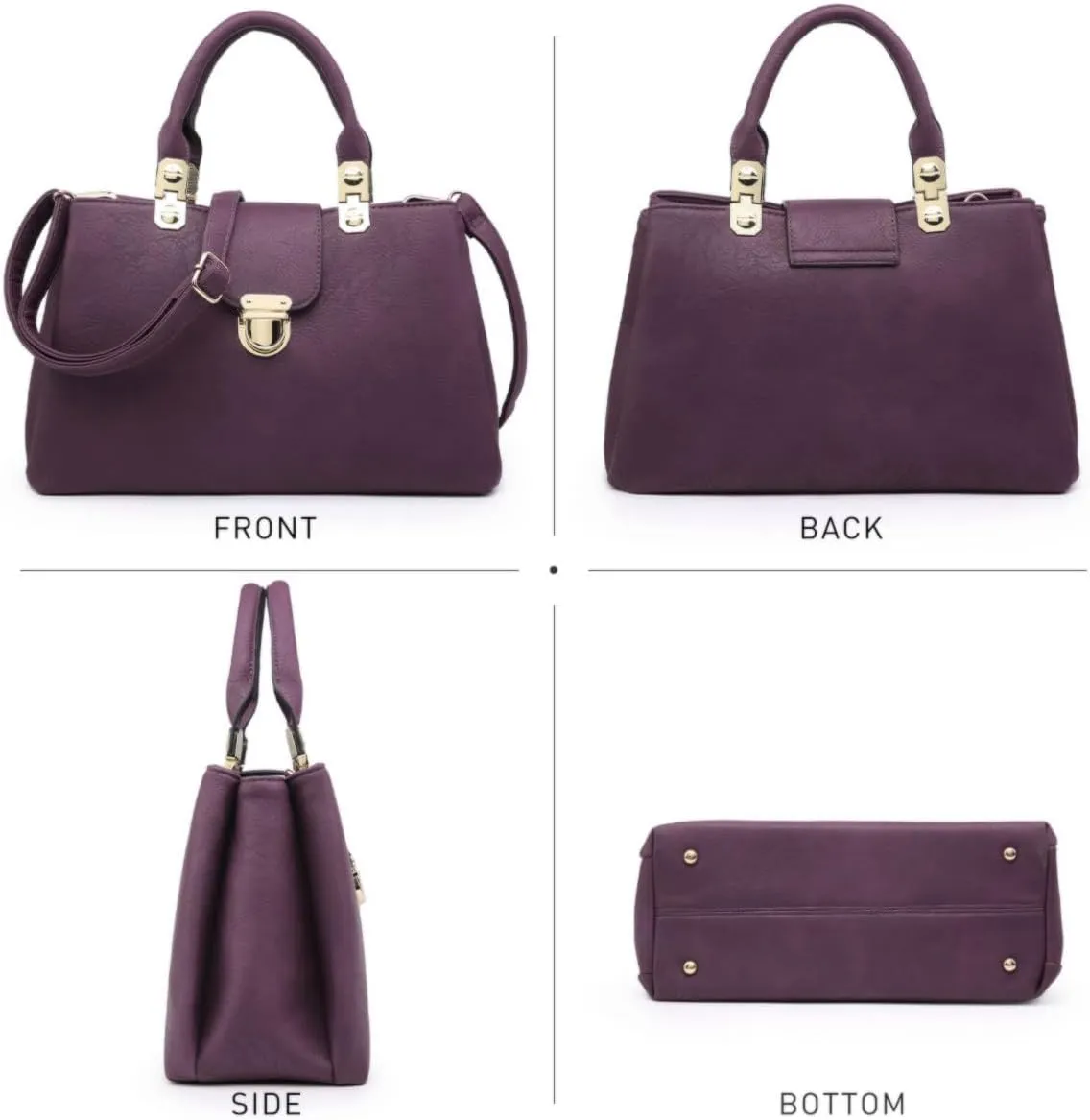 Dasein Women Satchel Handbags Top Handle Purse Medium Tote Bag Vegan Leather Shoulder Bag
