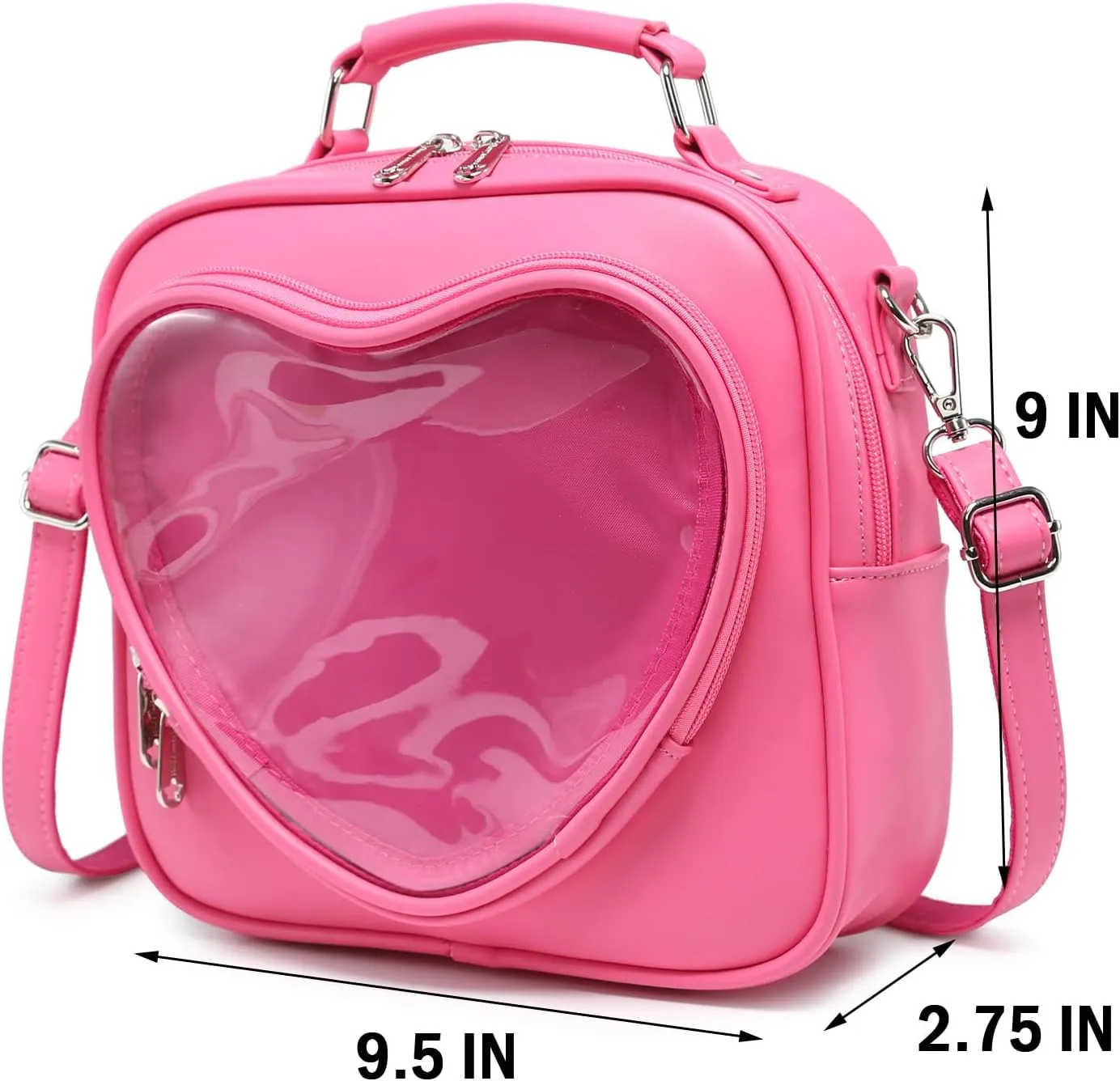 Dopamine Color Ita Bag Multi-Purpose Backpack Crossbody Satchel Heart Purse Kawaii Pin Display
