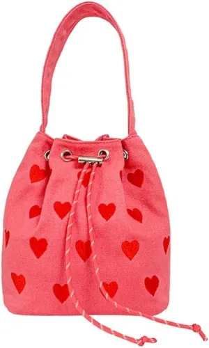 Drawstring Shoulder Bag Embroidered Canvas Bucket Bag Crossbody Bucket Bag Purse