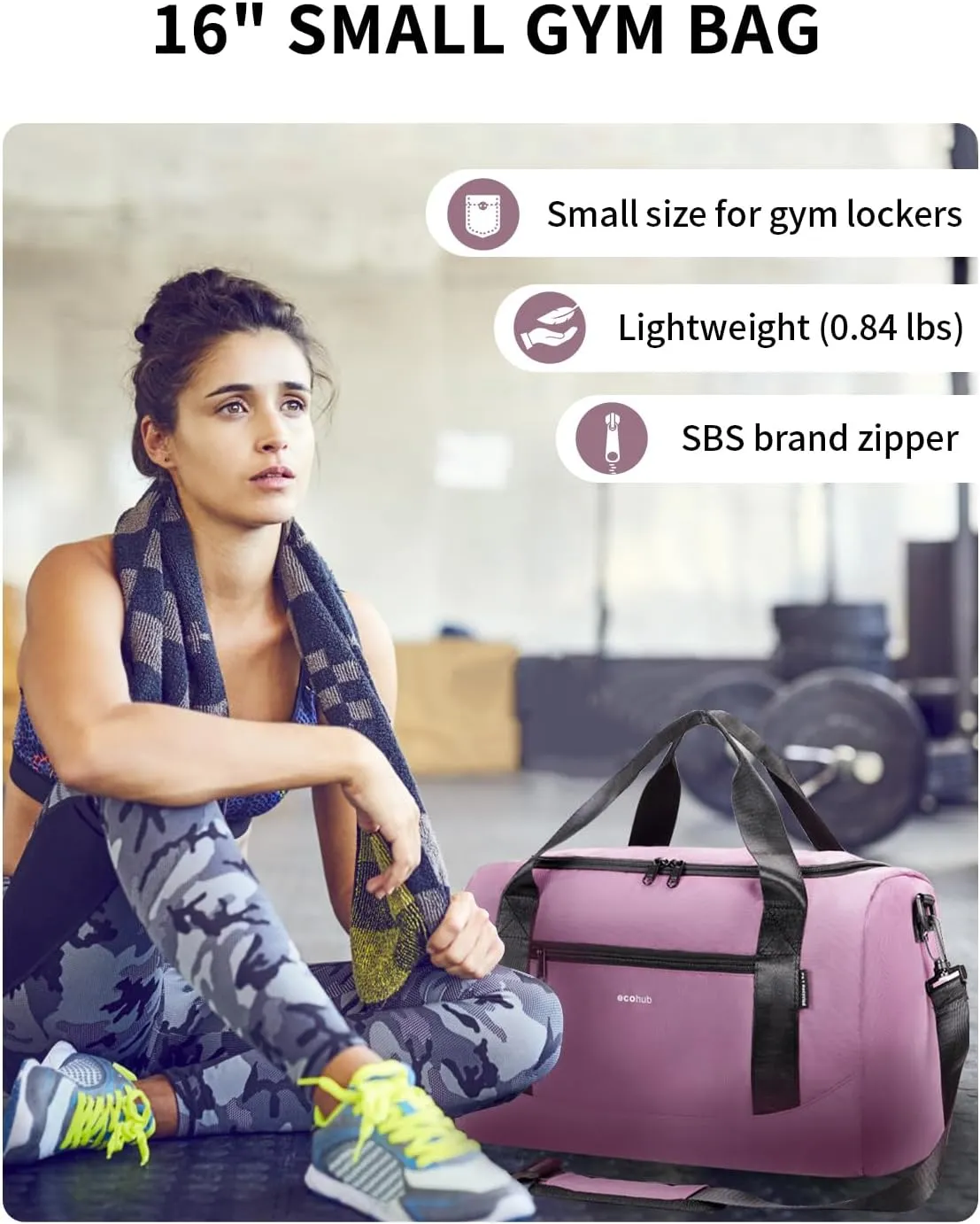 ECOHUB 16'' Personal Item Bag Mini Duffel Bag Small Travel Bag Underseat Carry on Bag for United Airlines Gym Bag for Women and Men