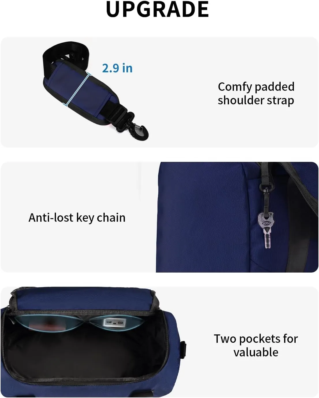 ECOHUB 16'' Personal Item Bag Mini Duffel Bag Small Travel Bag Underseat Carry on Bag for United Airlines Gym Bag for Women and Men