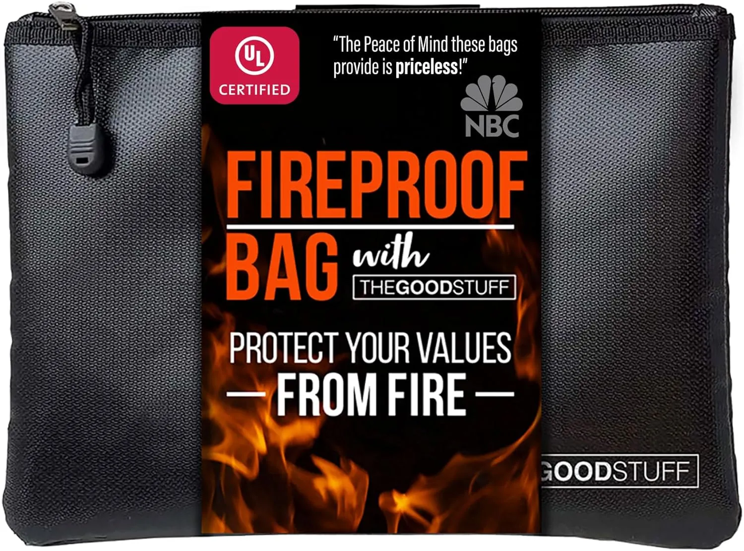 Fireproof Money Bag for Cash (10" x 13")  Waterproof Document Holder with Zipper, Protects Important Papers, Passports & Valuables from Fire & Water  Secure Storage for Home, Office & Travel