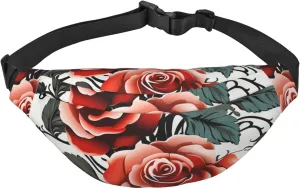 Floral Rose Ivy with Leaves Spring Fanny Pack for Men Women Belt Bag Fashion Waist Bag Everywhere Crossbody Bag Wallet Hip Bum Bag with Adjustable Strap Waterproof Chest Bag for Travel Hiking Sports