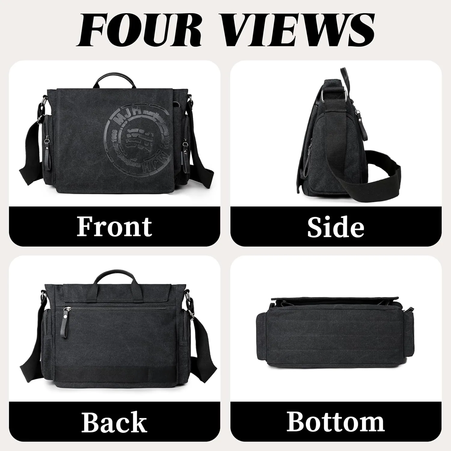 FSD.WG Satchel Messenger Bag for Men Canvas,Travel Shoulder bag 13.5" Laptop Bags