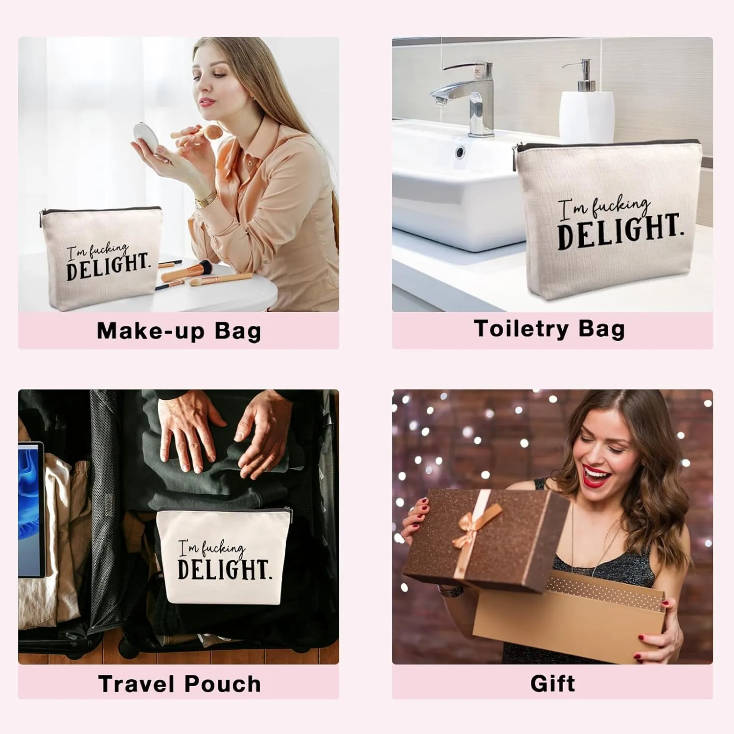 Funny Gag Gifts for Women Travel Cosmetic Bag, Funny Gifts for Friends Christmas Farewell Friendship Gifts for Women Friends Sister Coworkers Travel Makeup Bags