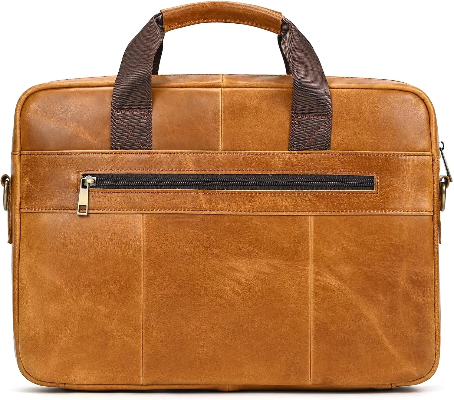 Genuine Leather Briefcase for Men, Laptop Computer Shoulder Bag With Strap, 15.6 Inch Business Travel Work Handbag