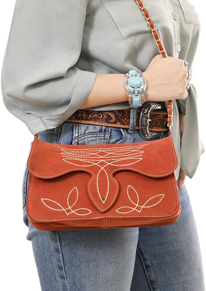 Genuine Leather Clutch Bag in Suede by American Darling