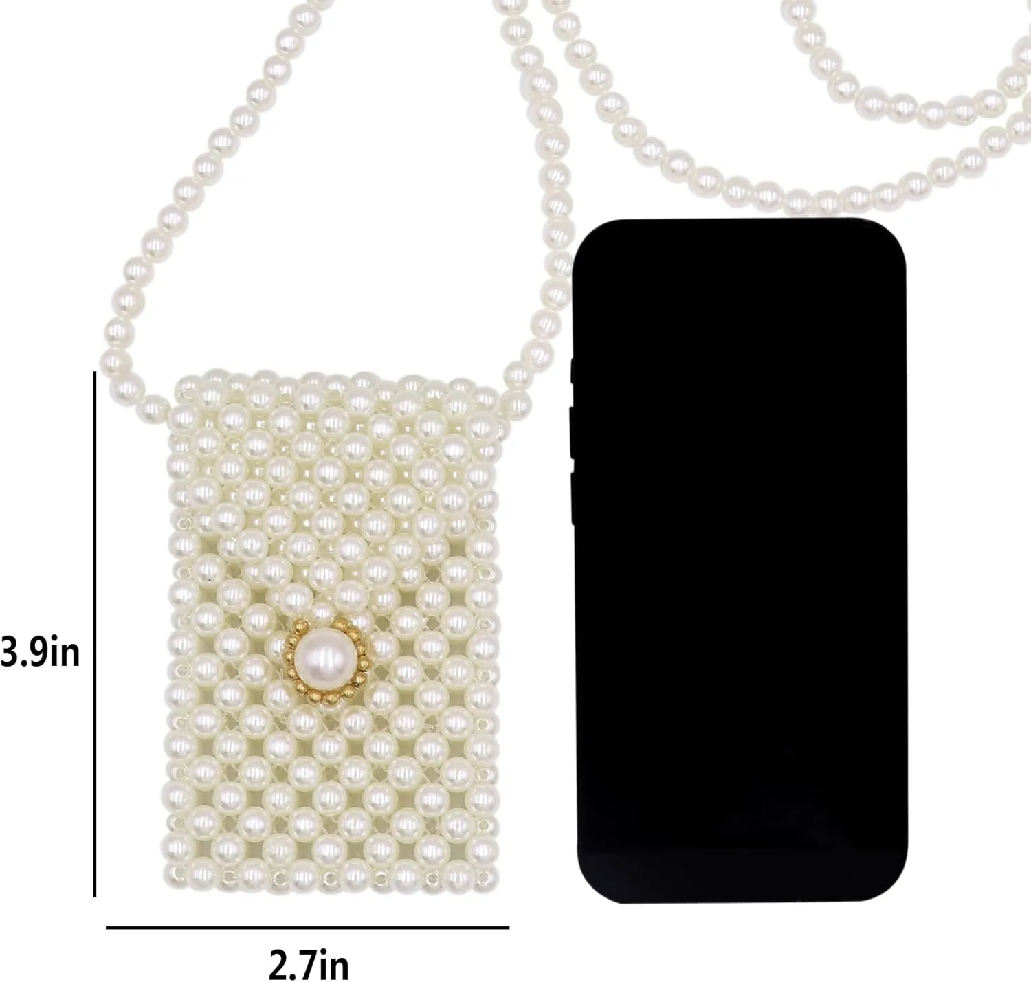 Girls White Beaded Pearl Crossbody Bag Acrylic Beaded Tiny Crossbody Pearl Handbag and Purse Clutch Mini Wedding Bag