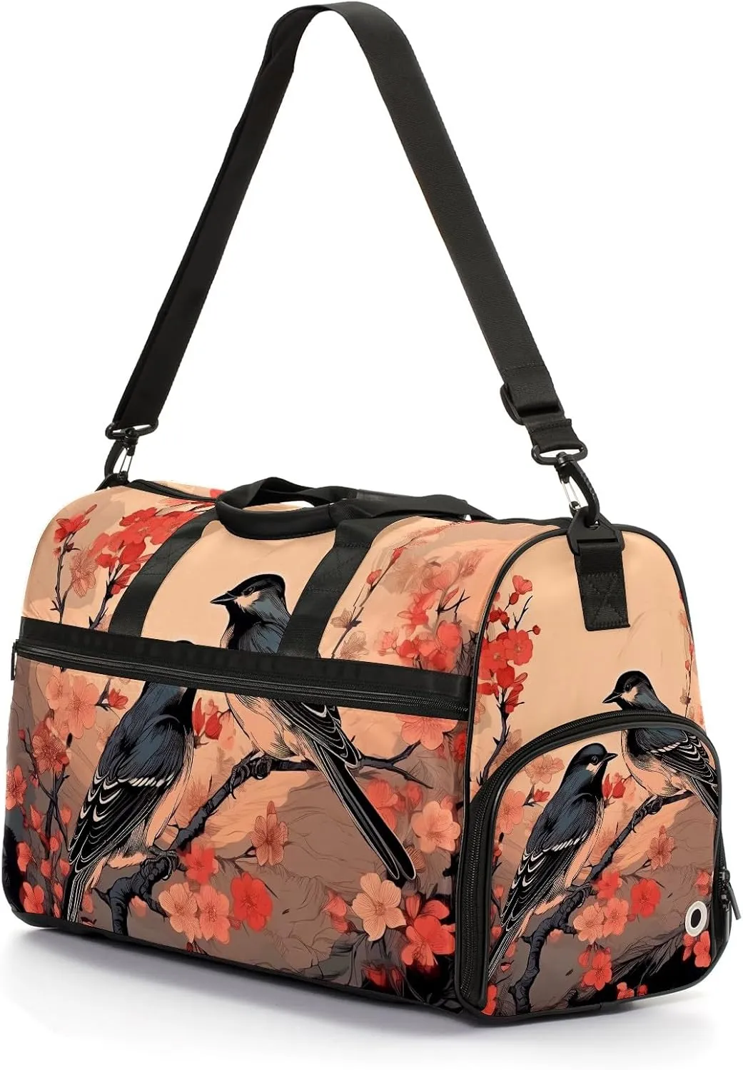 Gym Bag for Women, Carry on Weekender Overnight Bag, Travel Duffel Bags, Personal Item Travel Bag Tote Bag Workout Dance Bag, Chinese Painting Bird - 5