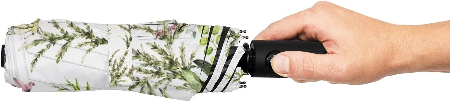 Hapuxt Folding Umbrellas Watercolor Black White Zebra Skin Windproof Travel Umbrella Rain Sun Automatic Portable Compact Umbrella for Backpack Golf Umbrella Women Men Adults