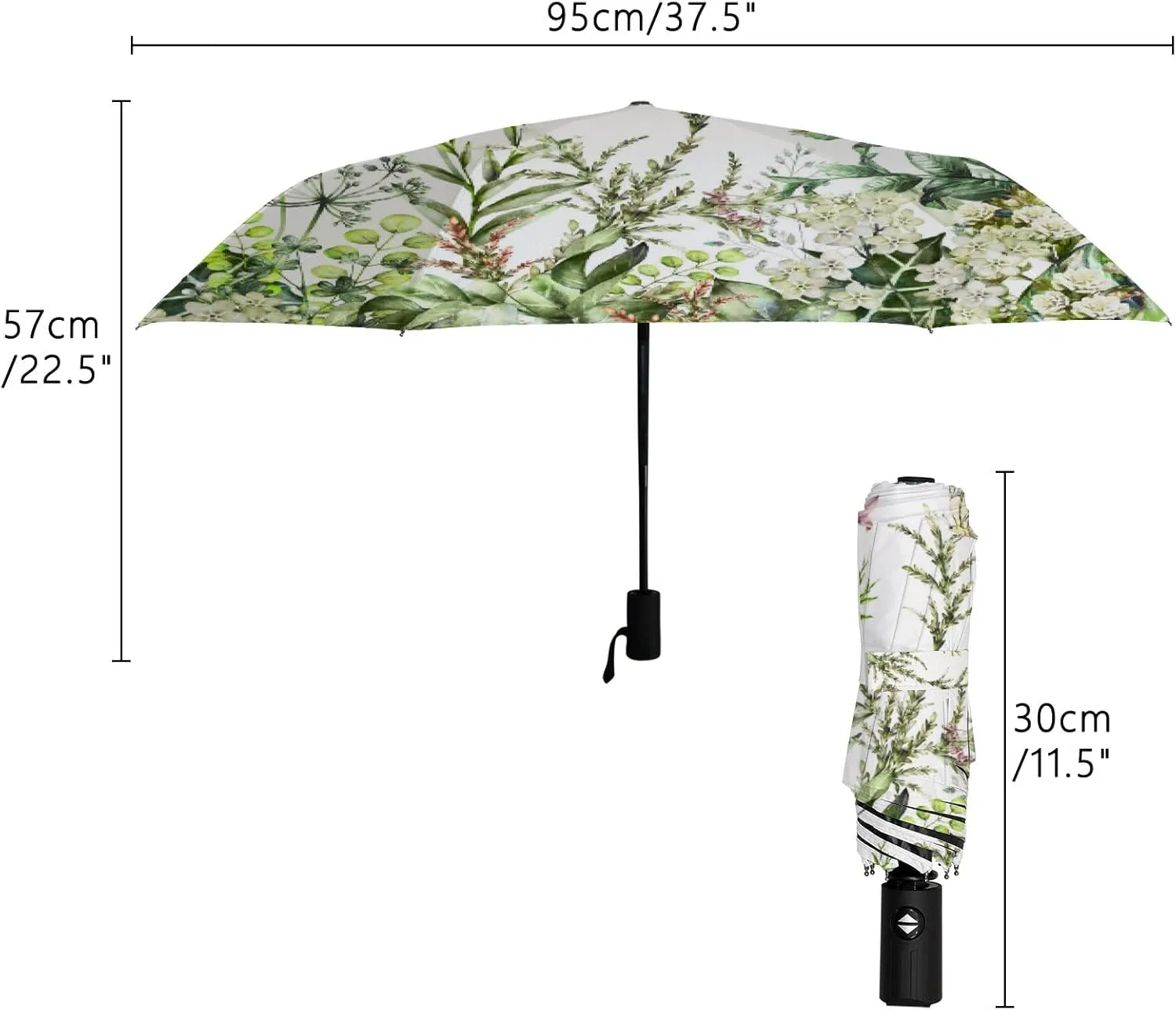 Hapuxt Folding Umbrellas Watercolor Black White Zebra Skin Windproof Travel Umbrella Rain Sun Automatic Portable Compact Umbrella for Backpack Golf Umbrella Women Men Adults