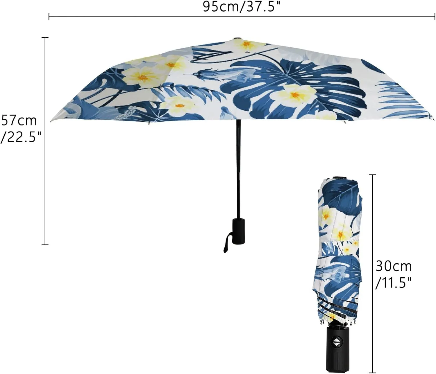 Hapuxt Folding Umbrellas Watercolor Black White Zebra Skin Windproof Travel Umbrella Rain Sun Automatic Portable Compact Umbrella for Backpack Golf Umbrella Women Men Adults