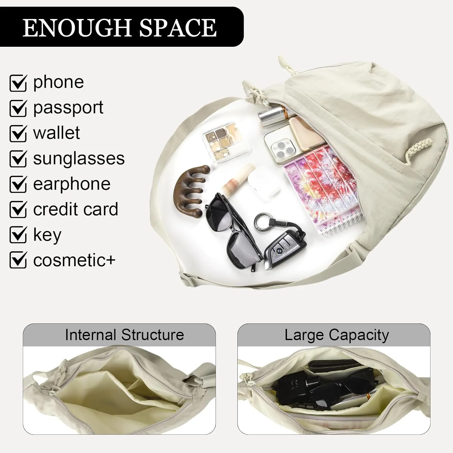 Hobo Bag for Women Men Crescent Crossbody Bag Small Shoulder Nylon Dumpling Bag with Adjustable Strap