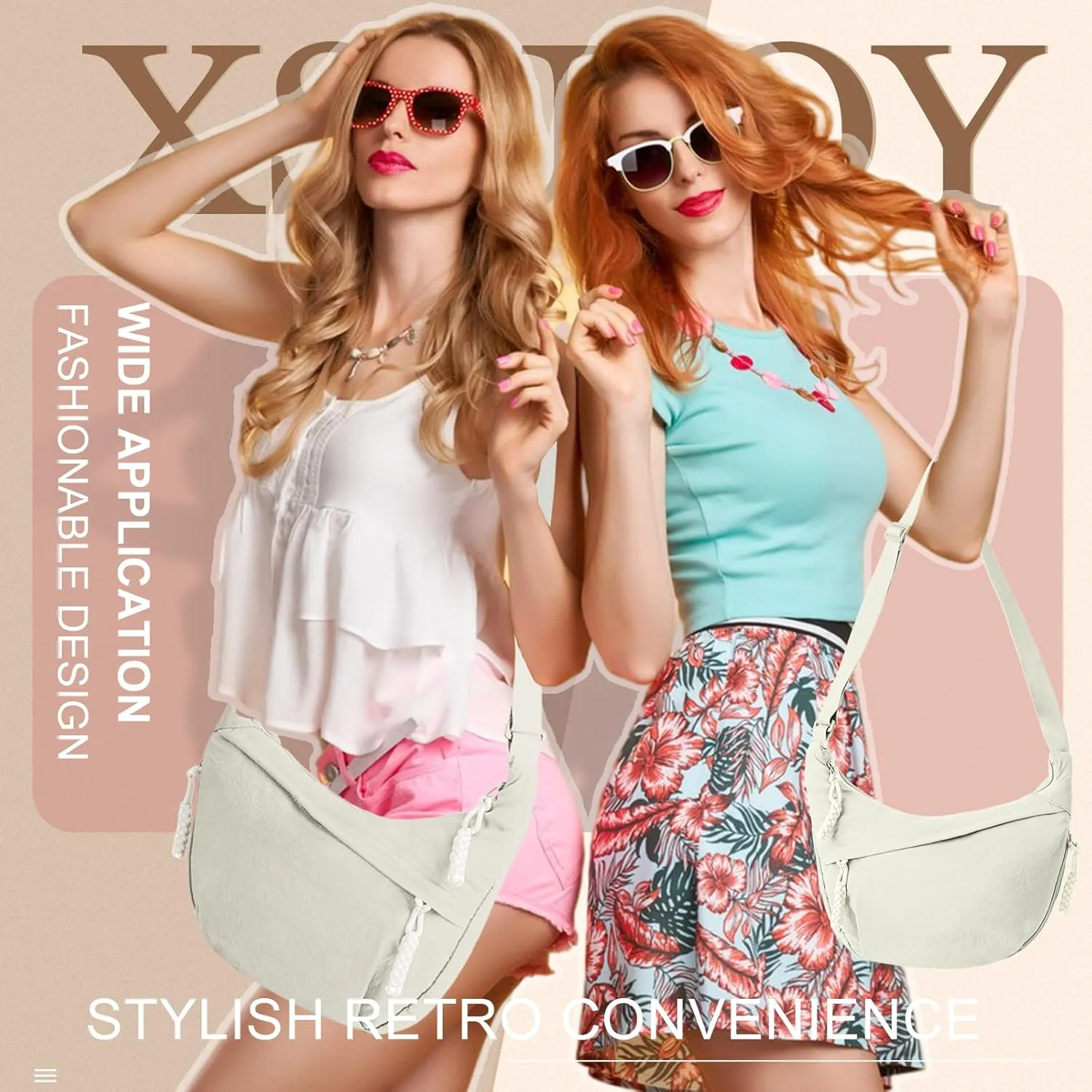 Hobo Bag for Women Men Crescent Crossbody Bag Small Shoulder Nylon Dumpling Bag with Adjustable Strap
