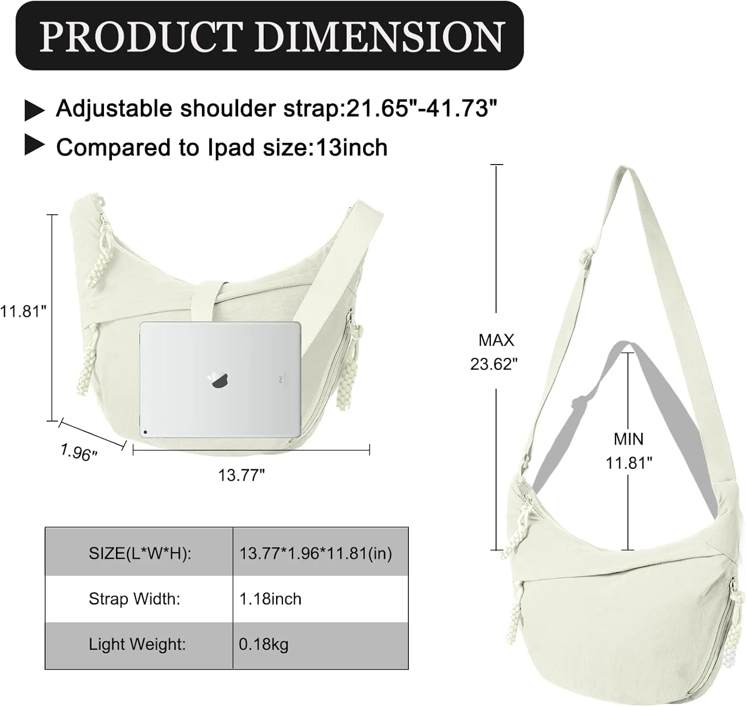Hobo Bag for Women Men Crescent Crossbody Bag Small Shoulder Nylon Dumpling Bag with Adjustable Strap