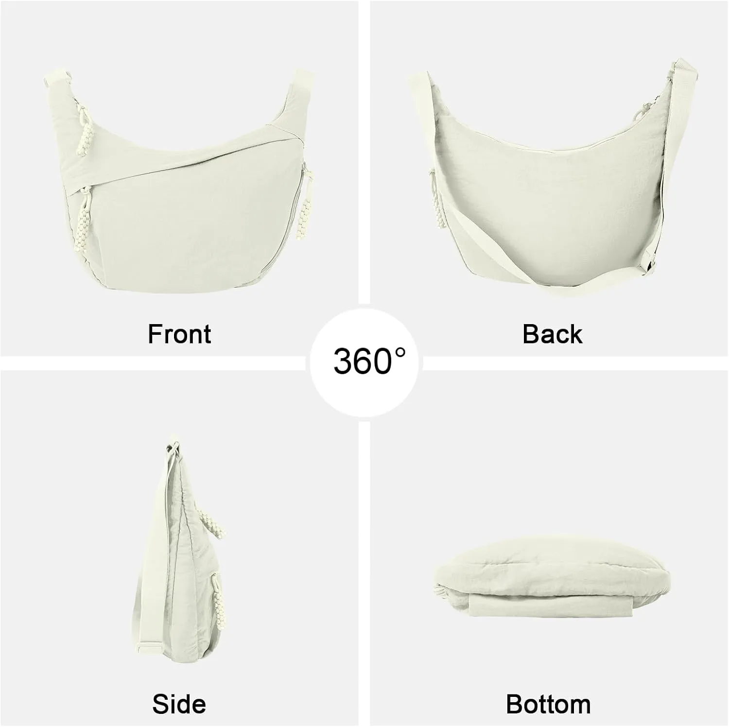Hobo Bag for Women Men Crescent Crossbody Bag Small Shoulder Nylon Dumpling Bag with Adjustable Strap