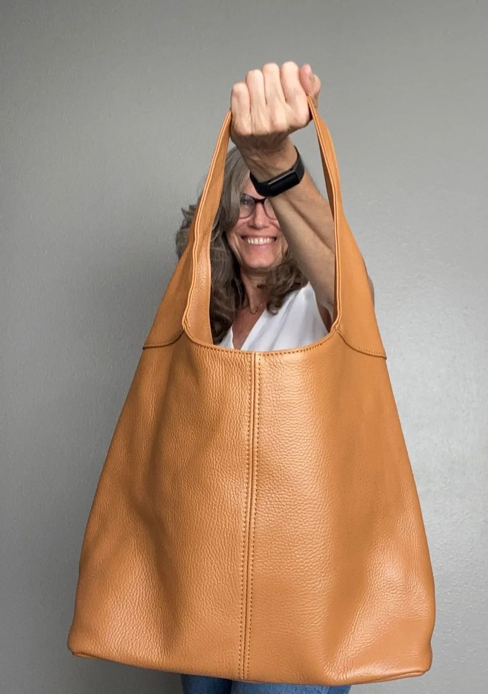 Hobo Pebbled Italian Leather Shoulder Bag  Casual Travel Tote Bag Purse