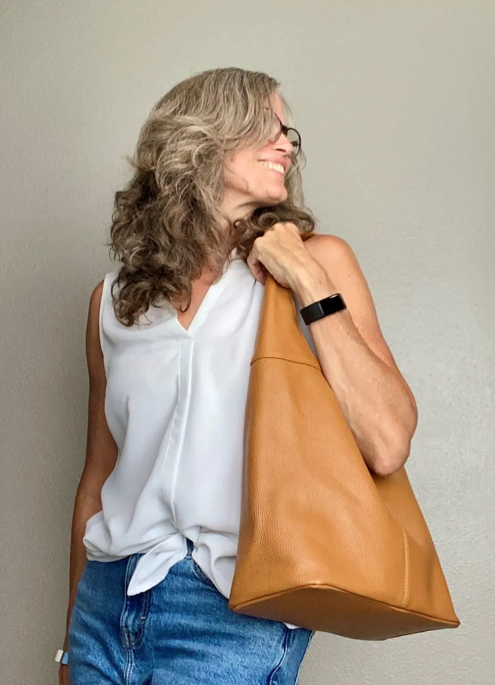 Hobo Pebbled Italian Leather Shoulder Bag  Casual Travel Tote Bag Purse
