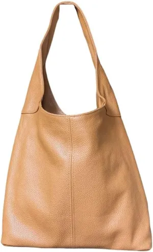Hobo Pebbled Italian Leather Shoulder Bag  Casual Travel Tote Bag Purse