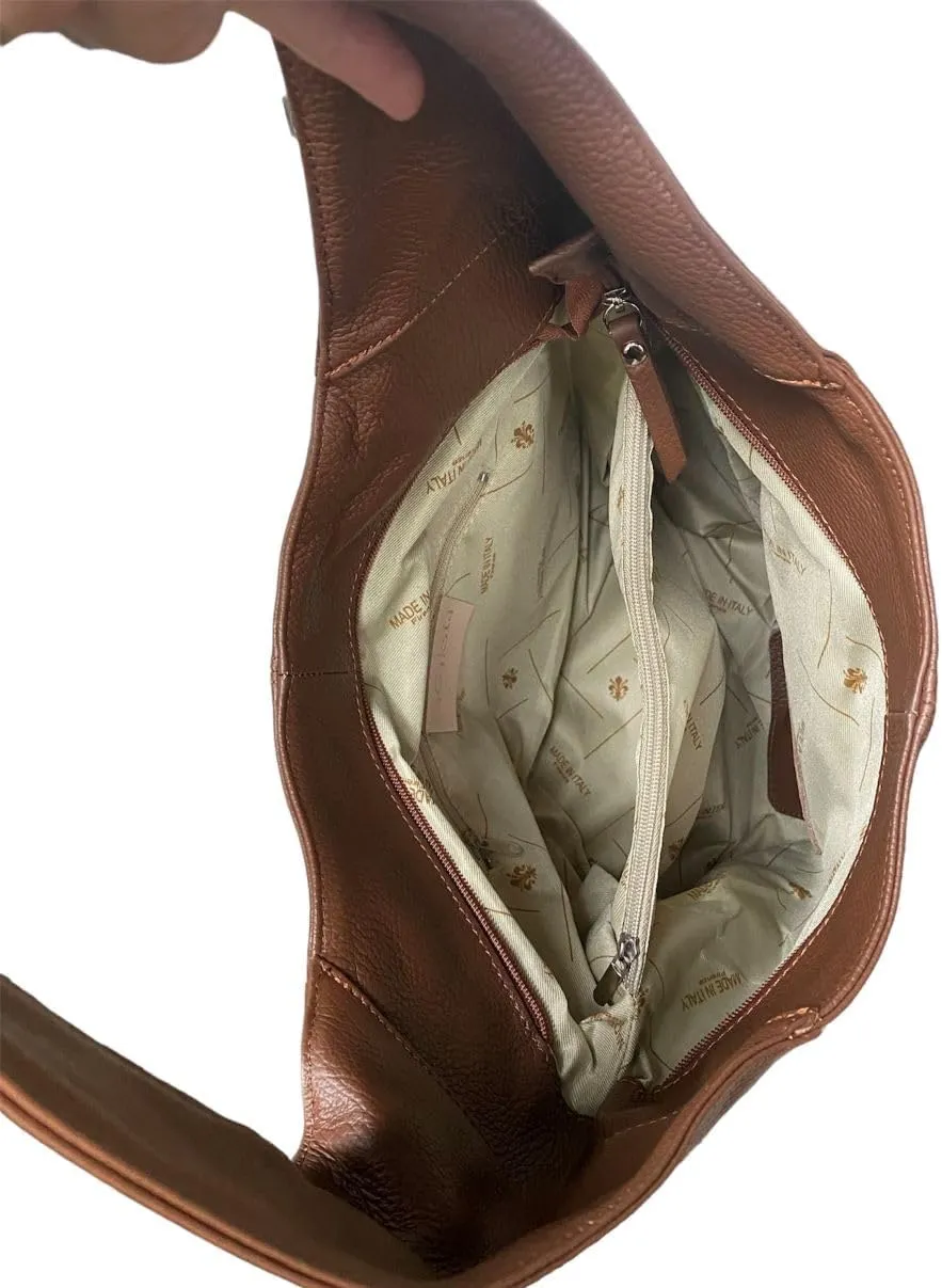 Hobo Pebbled Italian Leather Shoulder Bag  Casual Travel Tote Bag Purse