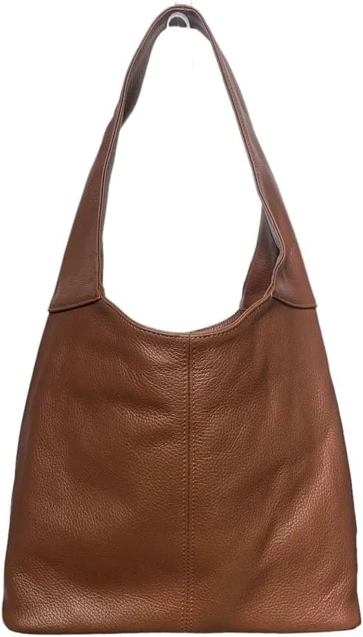 Hobo Pebbled Italian Leather Shoulder Bag  Casual Travel Tote Bag Purse