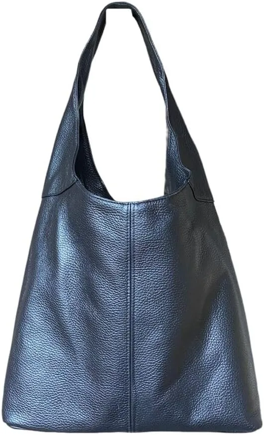 Hobo Pebbled Italian Leather Shoulder Bag  Casual Travel Tote Bag Purse