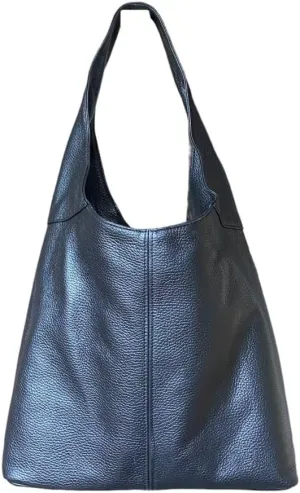 Hobo Pebbled Italian Leather Shoulder Bag  Casual Travel Tote Bag Purse