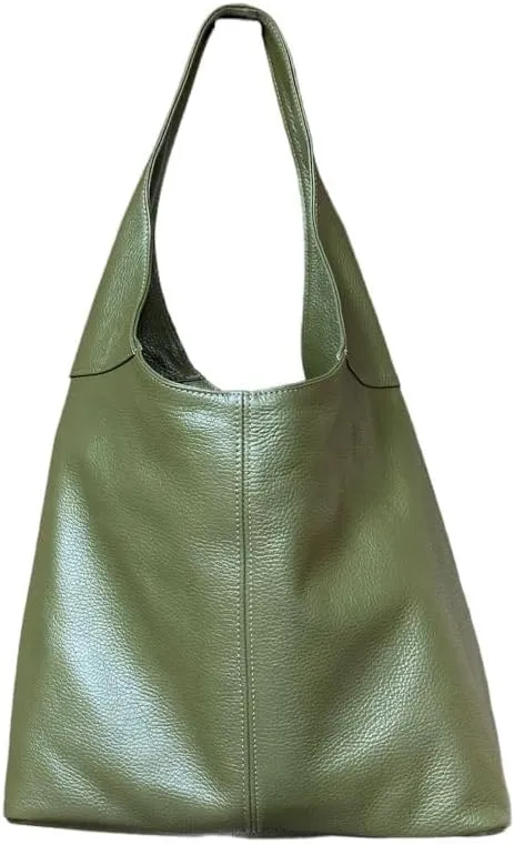 Hobo Pebbled Italian Leather Shoulder Bag  Casual Travel Tote Bag Purse