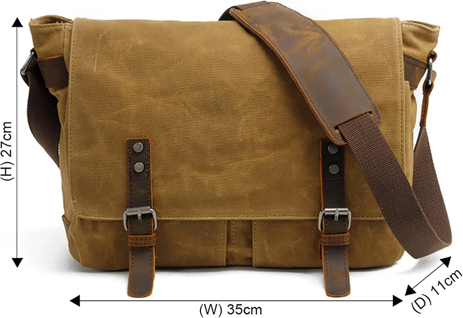 HuaChen Men's Waxed Canvas Messenger Bag Shoulder Crossbody Laptop Bag Satchel (M49_Army Green)