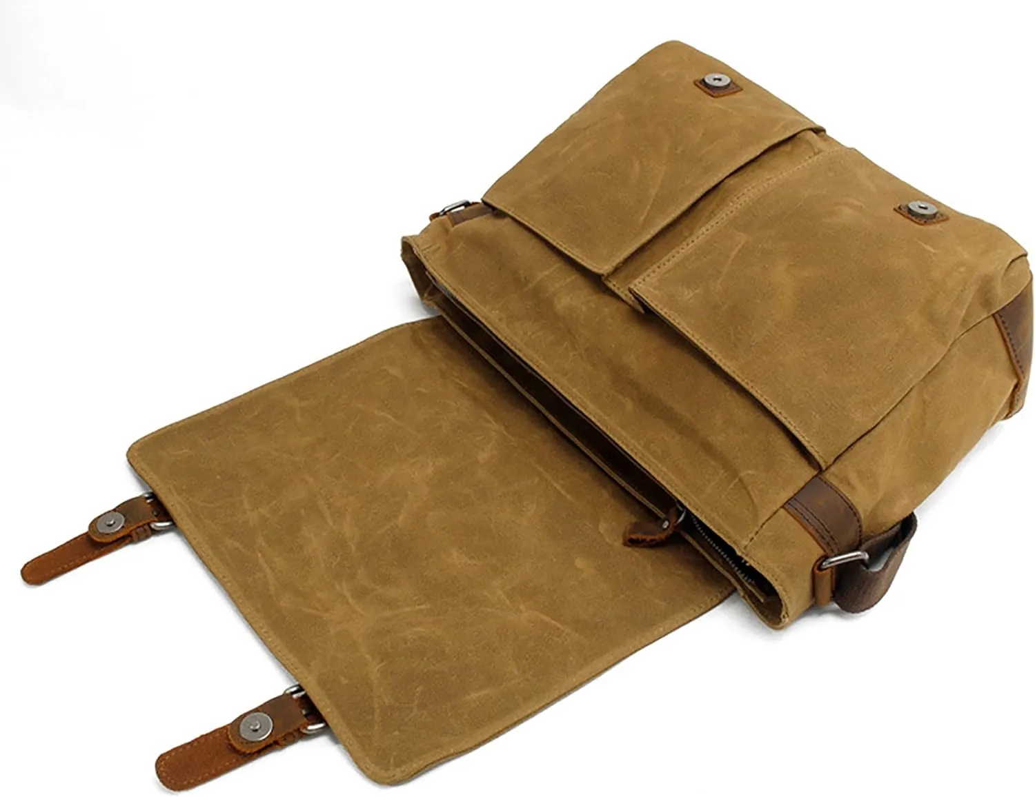 HuaChen Men's Waxed Canvas Messenger Bag Shoulder Crossbody Laptop Bag Satchel (M49_Army Green)