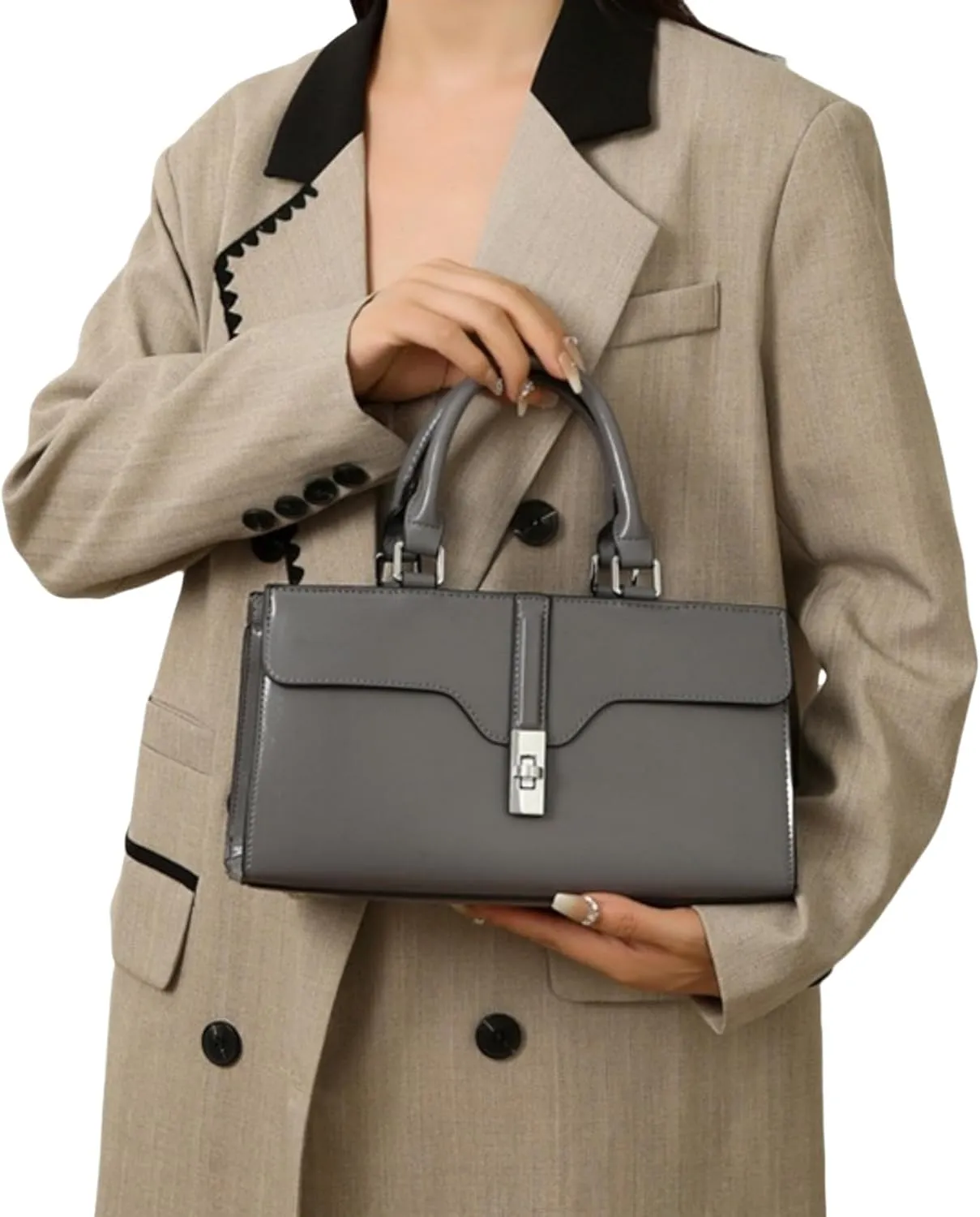 IAMUHI Women's Glossy Faux Leather Evening Handbag Clutch Purse, Small Top Handle Tote Designer Satchel Shoulder Bag Purse