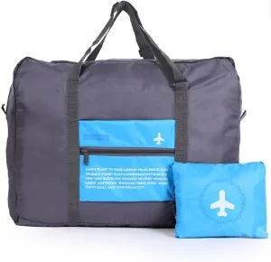 INVODA Travel Bag Foldable Duffle Bag for Women and Men Lightweight Luggage Bag Personal Item Bag for Airlines Weekender Carry on Bag Tote Overnight Bag (Blue)