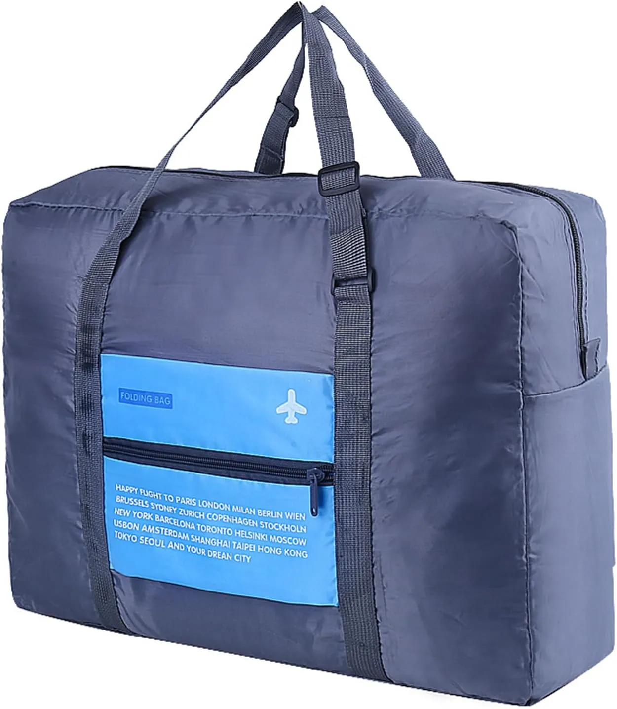 INVODA Travel Bag Foldable Duffle Bag for Women and Men Lightweight Luggage Bag Personal Item Bag for Airlines Weekender Carry on Bag Tote Overnight Bag (Blue)