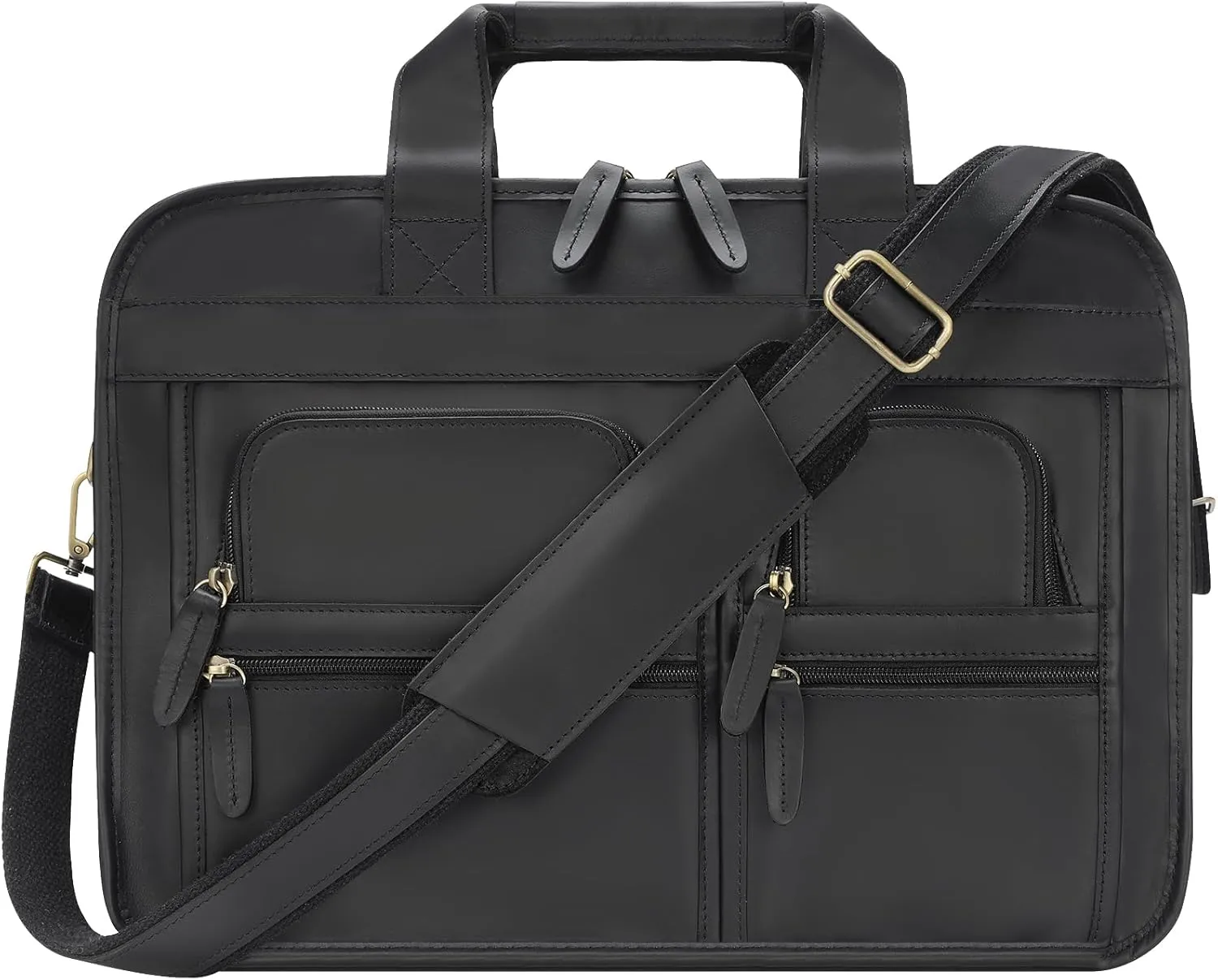 Jack&Chris Leather Briefcase for Men,Retro Business Travel Messenger Bag,Large 15.6 Laptop Work Bag