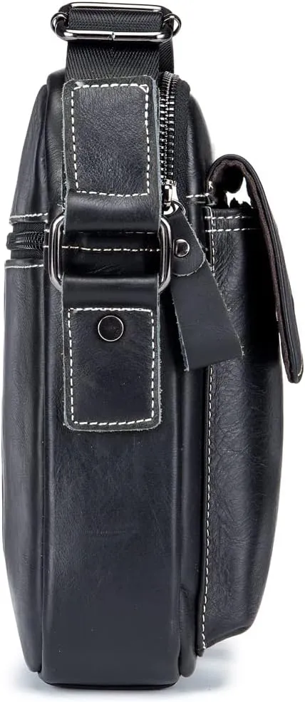 KPYWZER Genuine Leather Shoulder Bag Small Men Messenger Pack Handbag Sling Crossbody Bag Man Purse for Business