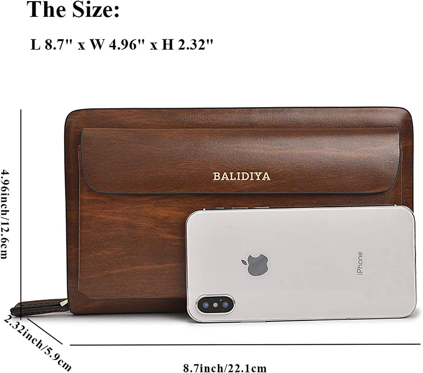 Leather Men Clutch Bag Long Wallet Purse Card Holder Case Business Large Clutch with Double Zip Handbag