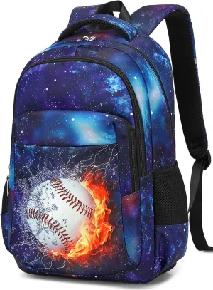 LEDAOU School Backpack Teen Boys Kids Bookbag Daypack School Bag (Baseball)