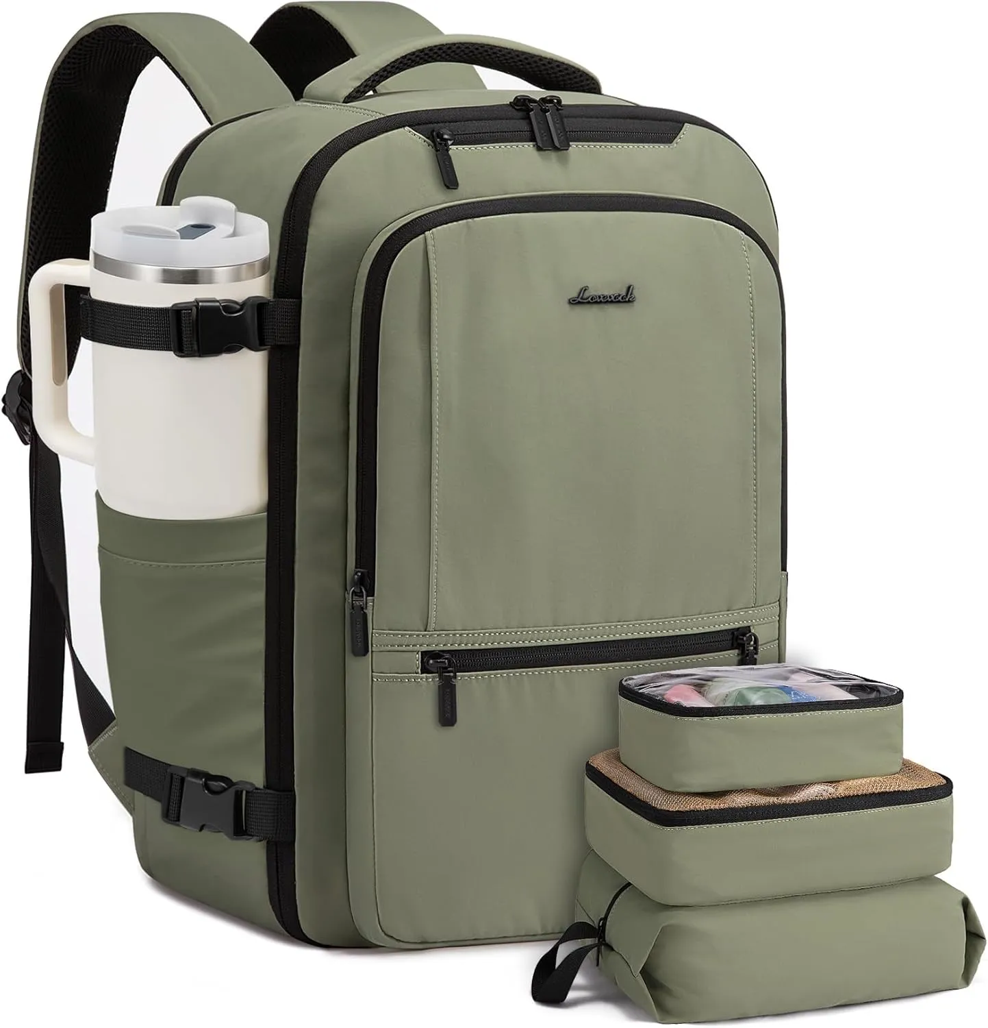 LOVEVOOK Travel Backpack for Women & Men, 40L Large Carry On Backpack Airline Approved, TSA Personal Item Weekender Bag, Water Resistant Laptop Backpacks with 3 Packing Cubes for Travel Essentials