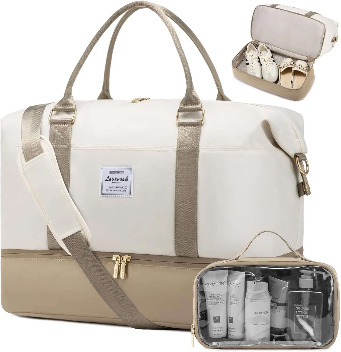 LOVEVOOK Travel Bag Weekender Bags for Women, Carry on Overnight Bag with Shoe Compartment,Duffle Bag with Laptop Pocket,Hospital Bag for Labor Delivery,Gym Tote Bag with Toiletry Bag