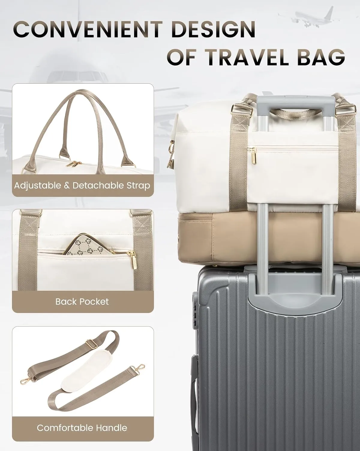 LOVEVOOK Travel Bag Weekender Bags for Women, Carry on Overnight Bag with Shoe Compartment,Duffle Bag with Laptop Pocket,Hospital Bag for Labor Delivery,Gym Tote Bag with Toiletry Bag