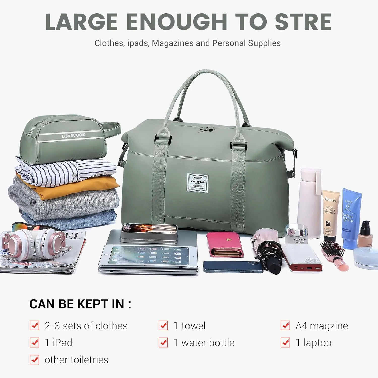 LOVEVOOK Weekender Bag for Women Cute Travel Tote Bag Gym Duffel Bag with Toiletry Bag Carry On Bag Overnight Hospital Bag