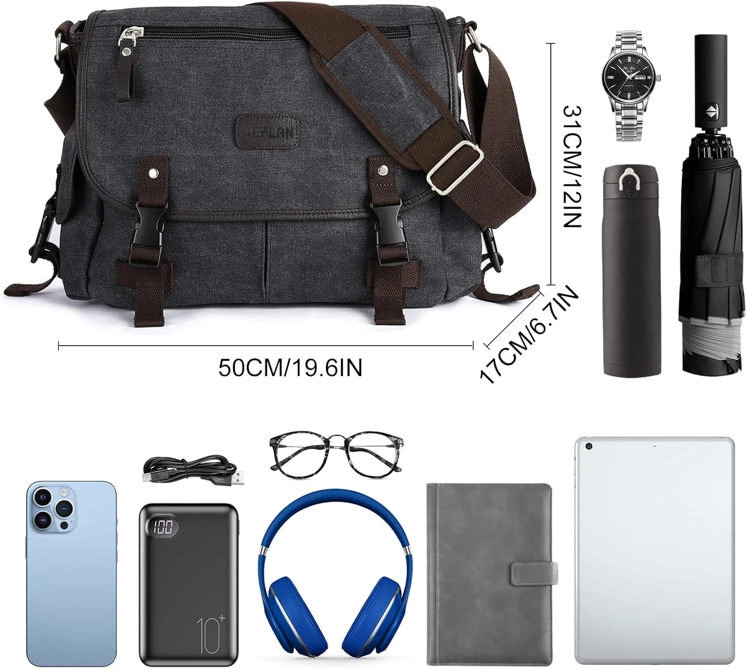 Messenger Bag Men,Waterproof Crossbody Bag,Satchel Shoulder Bag