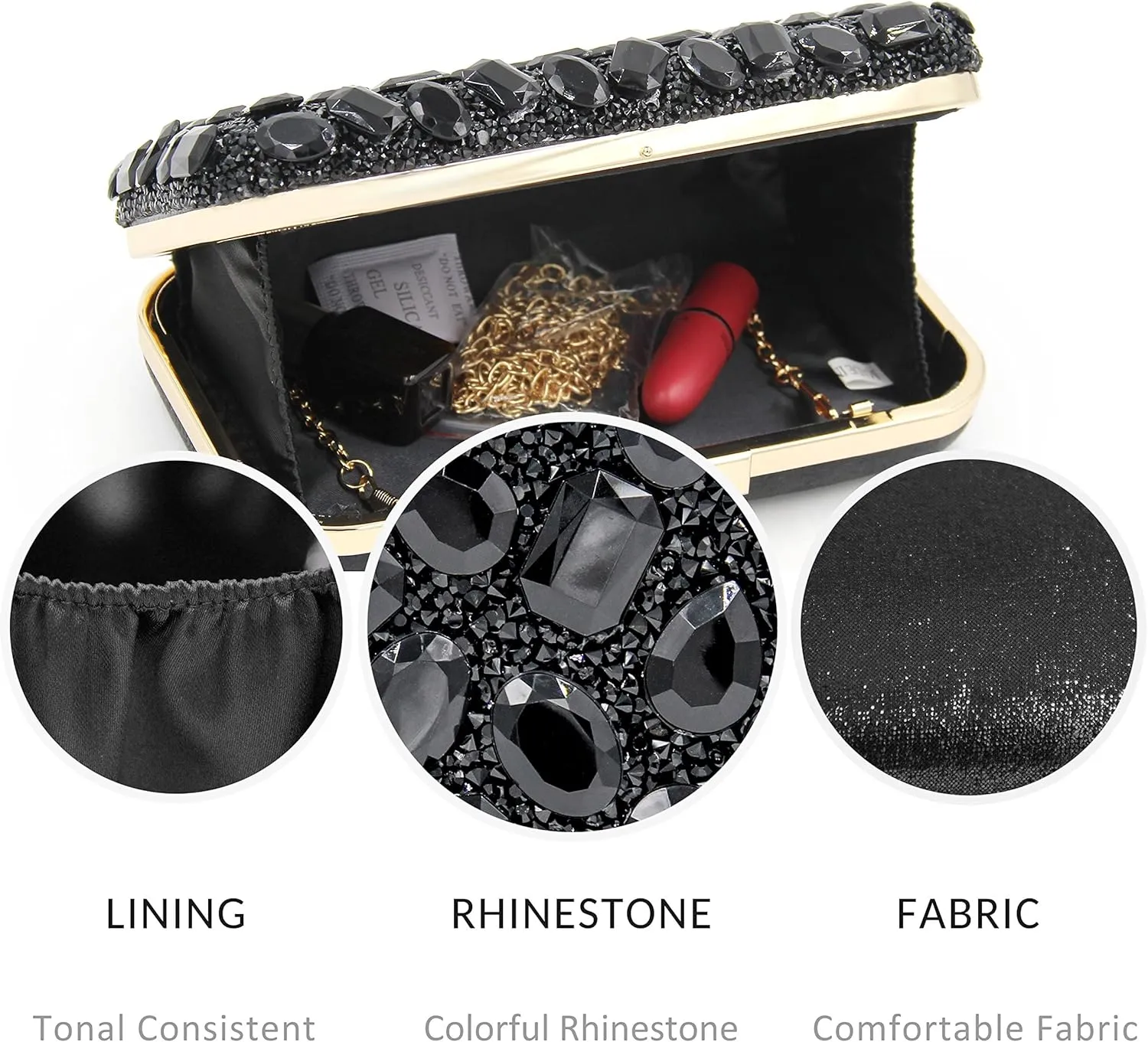 Milisente Clutch Purses For Women Crystal Clutches Evening Bags Gemstone Clutch Purse For Wedding Formal