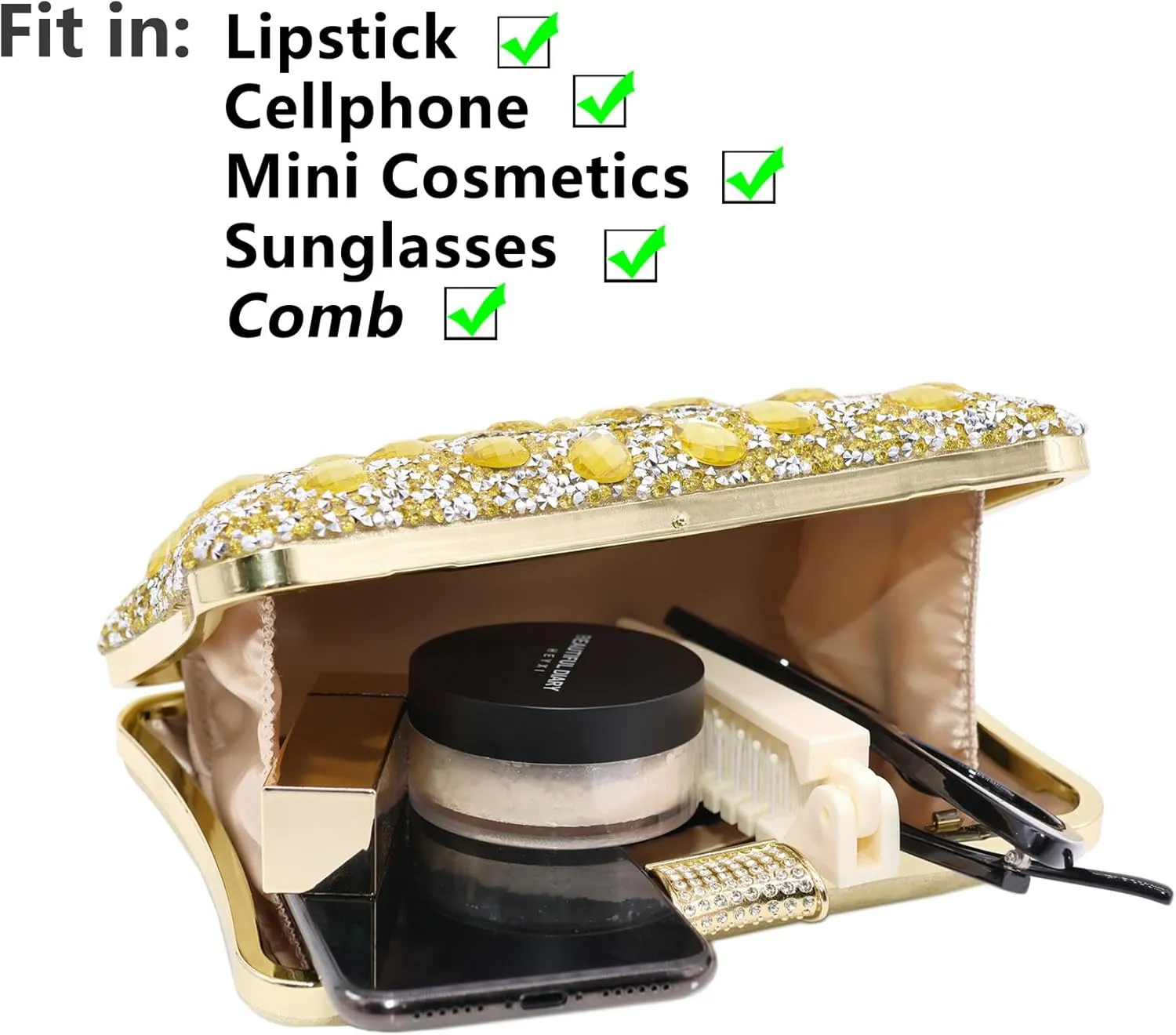 Milisente Clutch Purses For Women Crystal Clutches Evening Bags Gemstone Clutch Purse For Wedding Formal