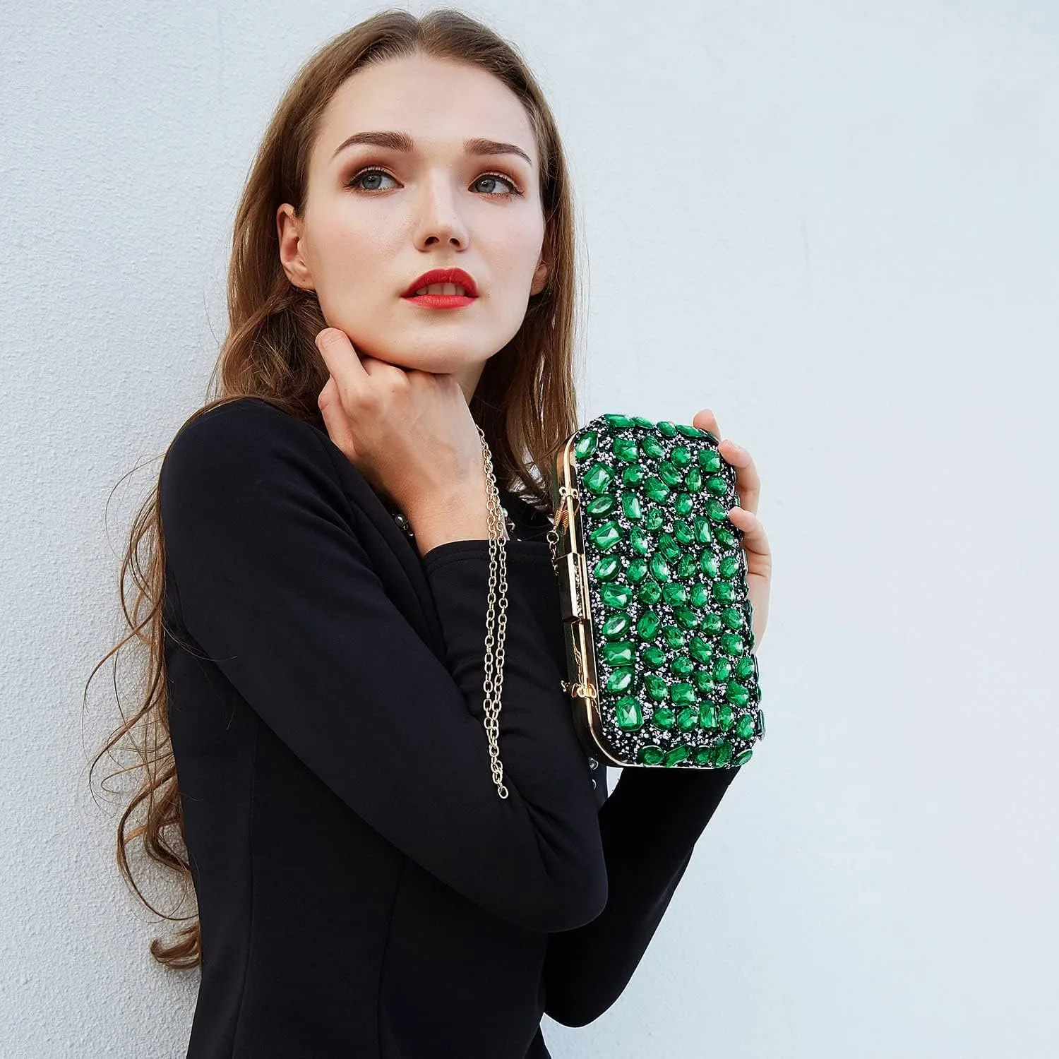 Milisente Clutch Purses For Women Crystal Clutches Evening Bags Gemstone Clutch Purse For Wedding Formal